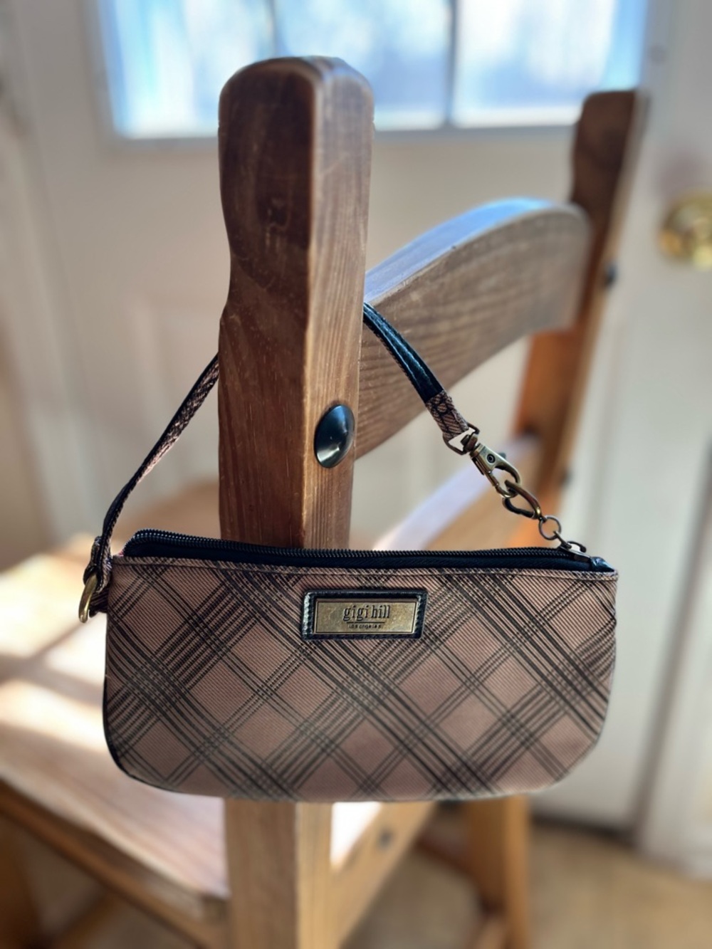 gigi hill Brown Plaid Wristlet Clutch